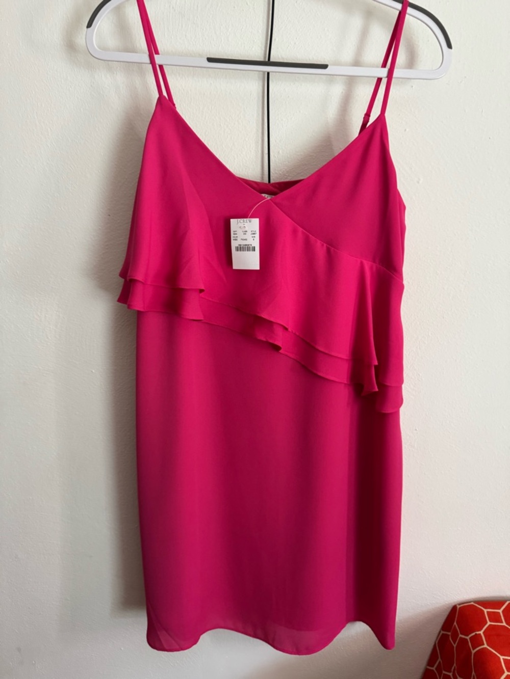 J.Crew NWT Hot Pink Ruffle Slip Dress Size 6
